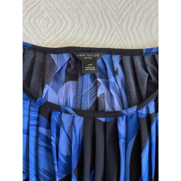 Women's Ann Taylor Blue Floral Dress XS Petite - Picture 7 of 15